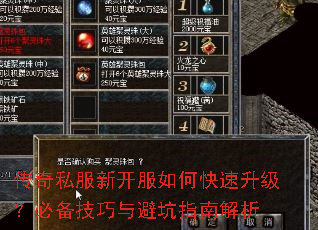 传奇私服新开服如何快速升级?必备技巧与避坑指南解析 传奇私服新开服如何快速升级?必备技巧与避坑指南解析