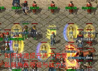如何快速提升天下无双私服角色等级与战力? 如何快速提升天下无双私服角色等级与战力?