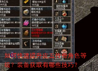 如何快速提升皮五传奇角色等级?装备获取有哪些技巧? 如何快速提升皮五传奇角色等级?装备获取有哪些技巧?