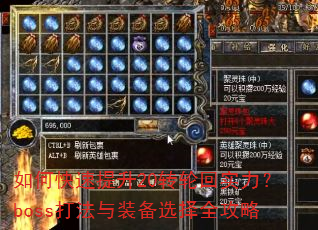 如何快速提升20转轮回实力?boss打法与装备选择全攻略 如何快速提升20转轮回实力?boss打法与装备选择全攻略