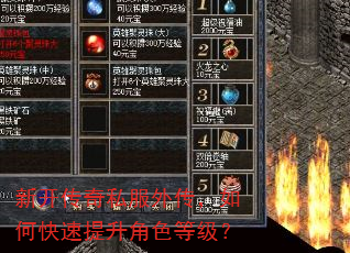 新开传奇私服外传,如何快速提升角色等级? 新开传奇私服外传,如何快速提升角色等级?