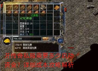 开传奇私服需要多少启动资金?详细成本攻略解析 开传奇私服需要多少启动资金?详细成本攻略解析