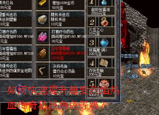 如何快速提升超变烈焰热血传奇私服角色等级? 如何快速提升超变烈焰热血传奇私服角色等级?