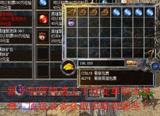 新手如何快速上手微变单职业传奇?顶级装备获取攻略有哪些? 新手如何快速上手微变单职业传奇?顶级装备获取攻略有哪些?